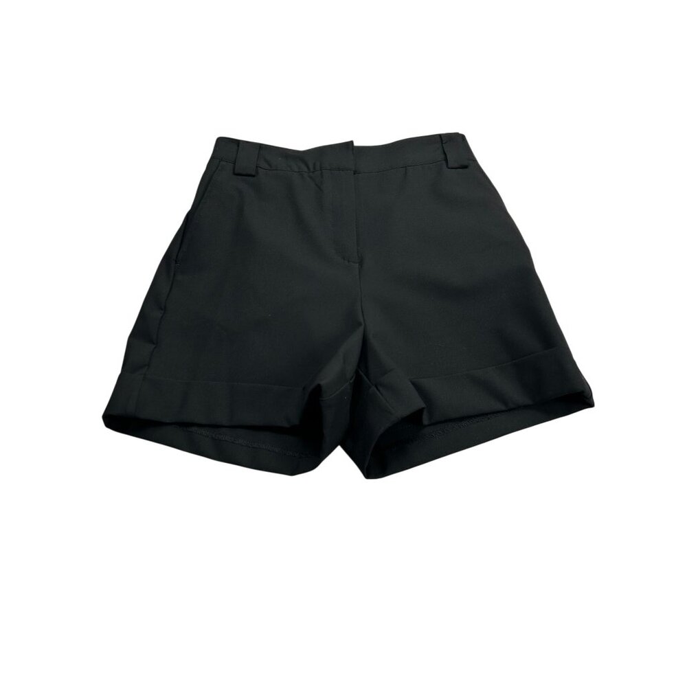 Rachel Zoe Womens Black High-Waisted Shorts Size 4 Elastic Back Waistband Folded